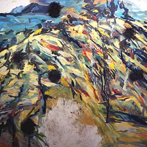 Standing in my painting in the Deddington landscape on a fire ban day