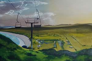 Stanley near the Nut, acrylic on beechwood 56 x 76cm